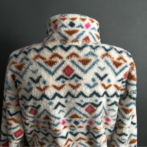 Eddie Bauer Women's Vanilla Aztec Ultra Soft Fleece 1/4 Zip Long Sleeve Pullover - Picture 6 of 7